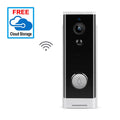 White wall-mounted Wi-Fi security camera for 1080p remote monitoring via mobile phone.