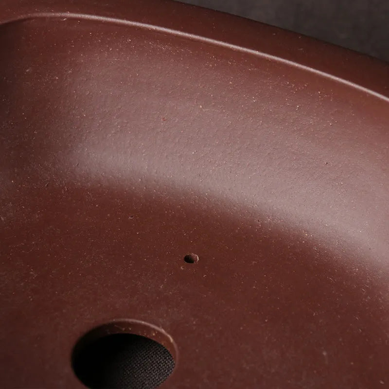 Handmade purple clay bonsai pot measuring 25cm by 20cm in classical Chinese style