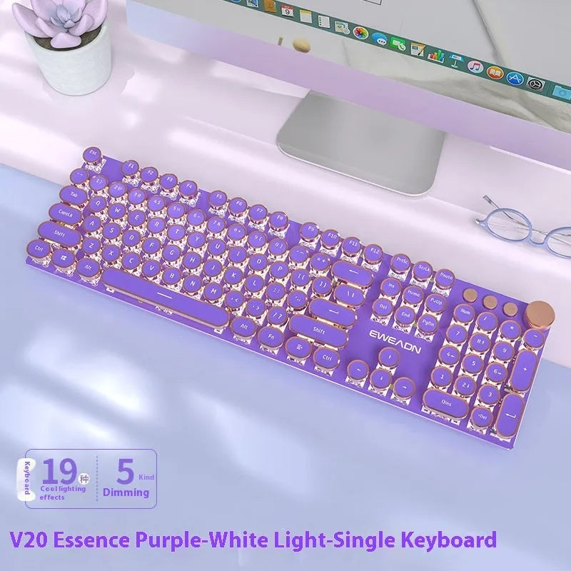 Matcha green mechanical gaming keyboard with white backlighting, aluminium panel, and multifunction knob on desk
