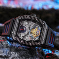 Men's mechanical luminous waterproof watch with black dial and rubber strap