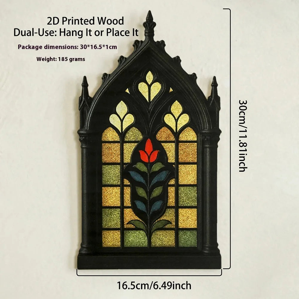 Solid wood Gothic style wall mounted storage rack or door frame decoration in one of three colour finishes.