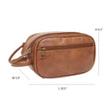 Men's black and brown PU leather toiletry bag for travel storage