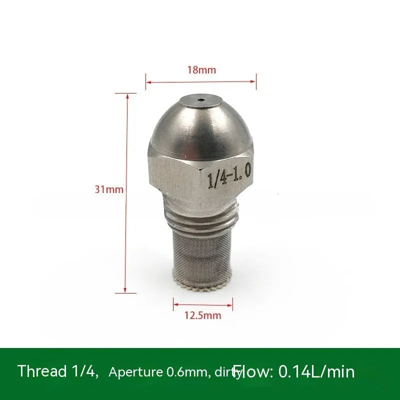 304 stainless steel two-point atomising nozzle with external thread and ten aperture size options