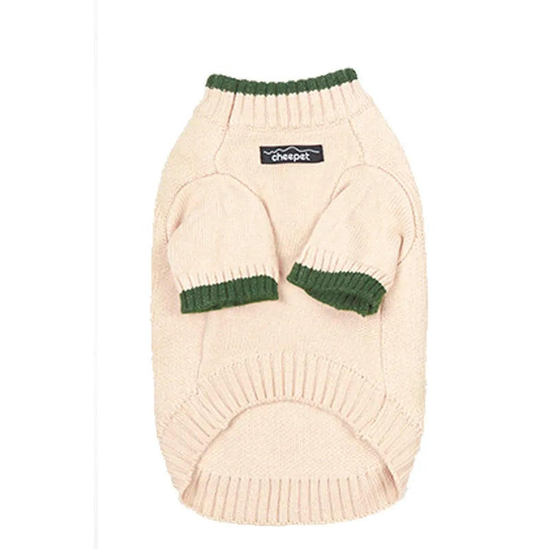 British style pet sweater with contrast colour design on dog model
