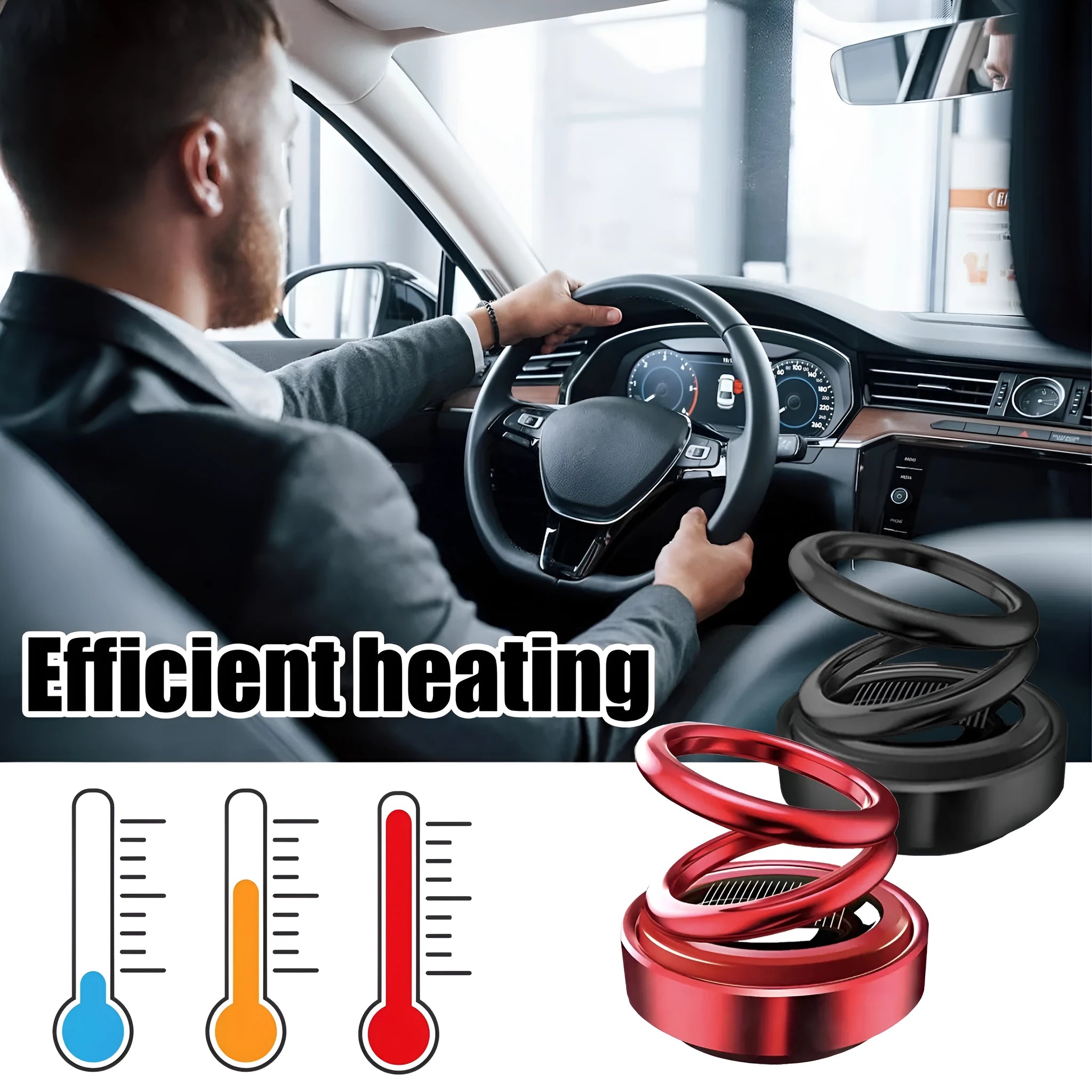 Portable miniature vibration radiator in black or red colour showing 5.1x6cm compact size