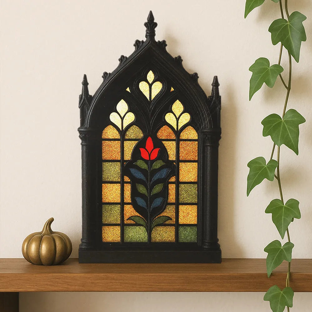 Solid wood Gothic style wall mounted storage rack or door frame decoration in one of three colour finishes.