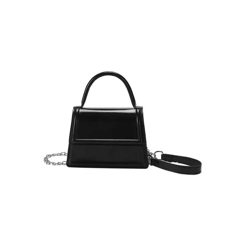 Retro PU leather crossbody shoulder bag in horizontal square shape showing sewing line details