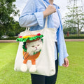 Canvas pet carrier backpack with cartoon design for shoulder carrying of cats and small dogs