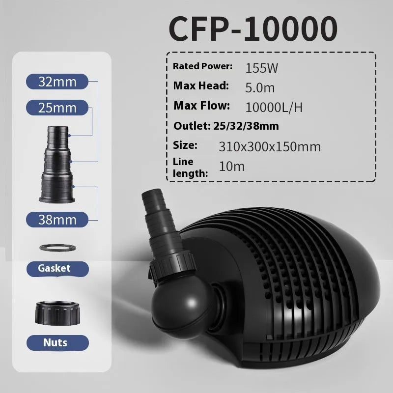 CFP series horizontal plastic fish pond filter pump for large flow garden pond and aquaculture systems.