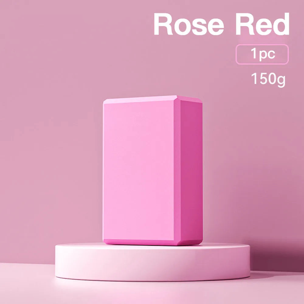 High-density EVA yoga block with textured ridges in solid colour