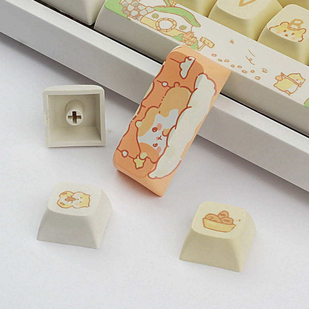 XDA profile mechanical keyboard keycaps in custard colours for 68 75 98 100 key layouts