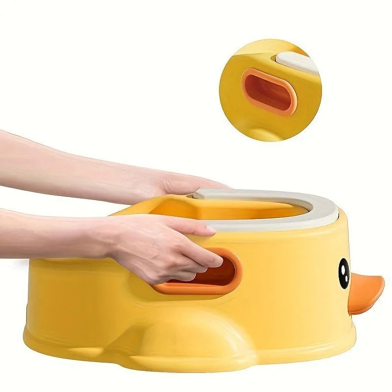 Blue PVC duck-shaped bathtub for washing dogs and cats on a bathroom floor.