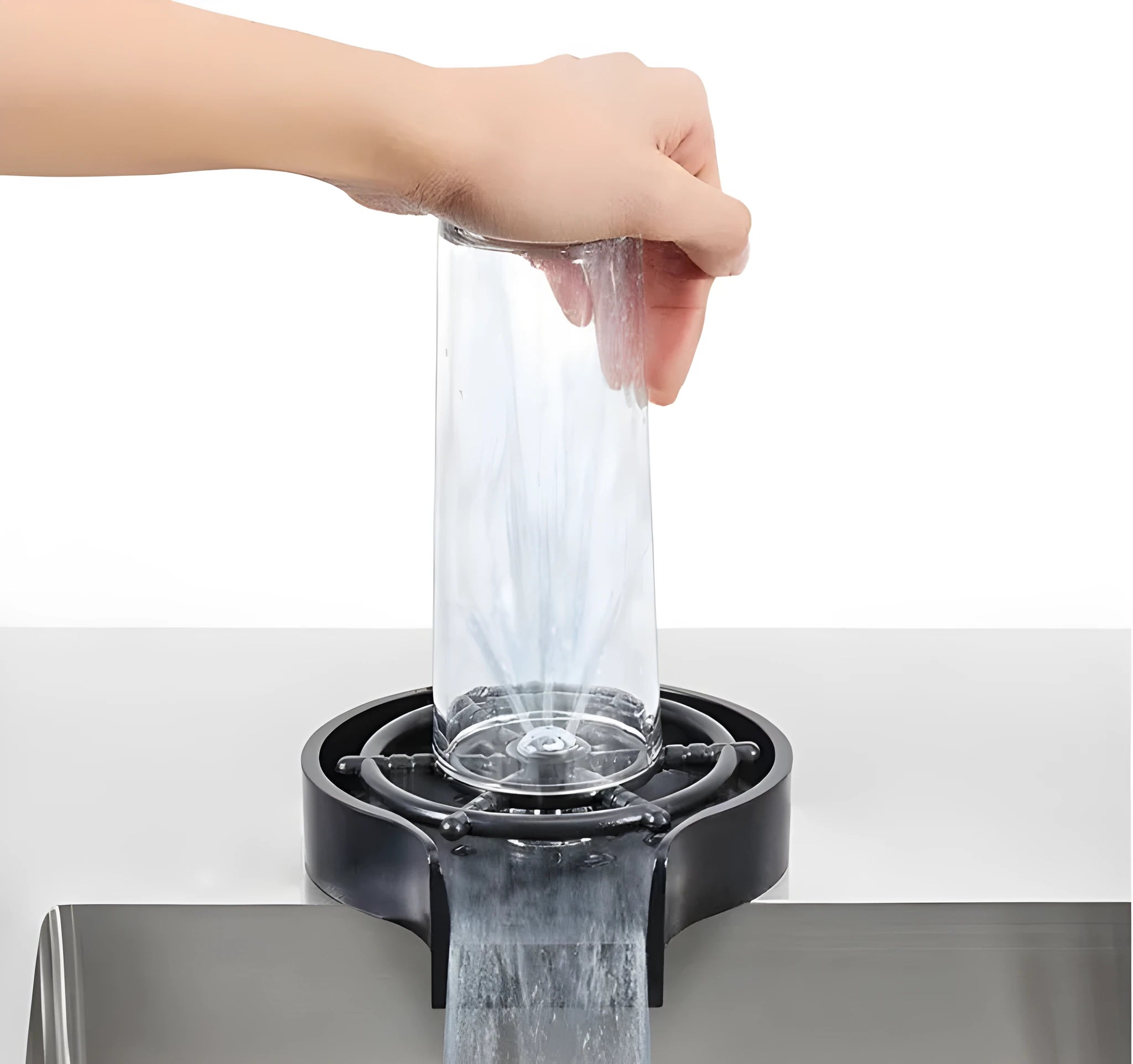 Black stainless steel automatic glass washer with ABS base and copper hose