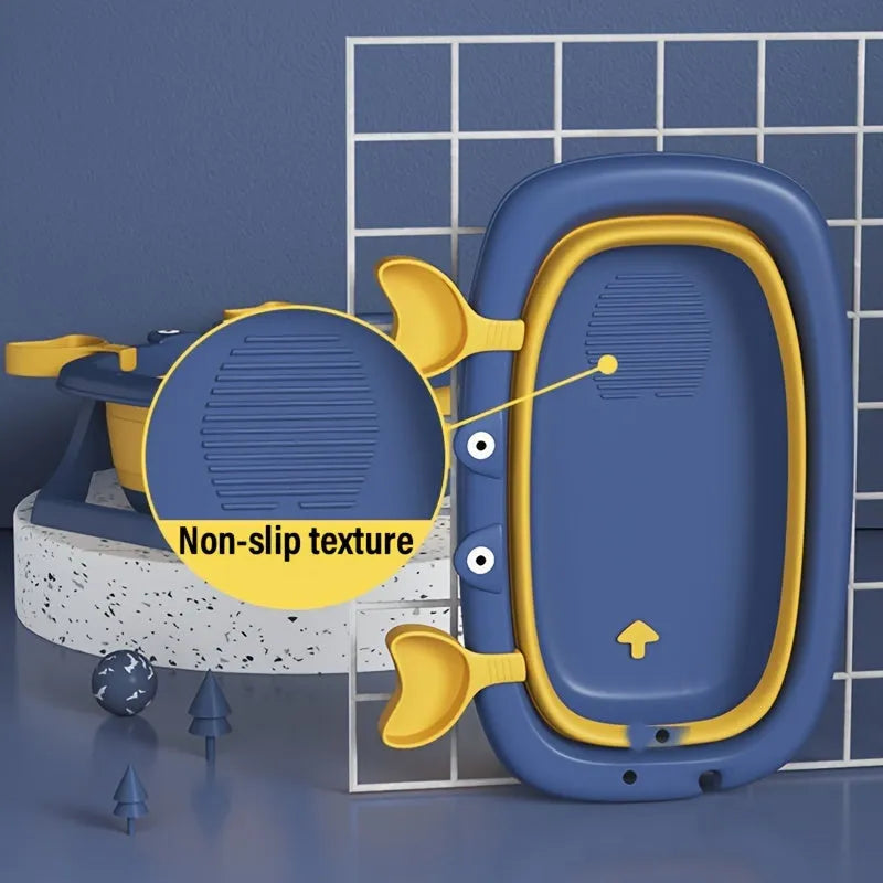 Light blue foldable portable pet tub for washing a small dog or cat
