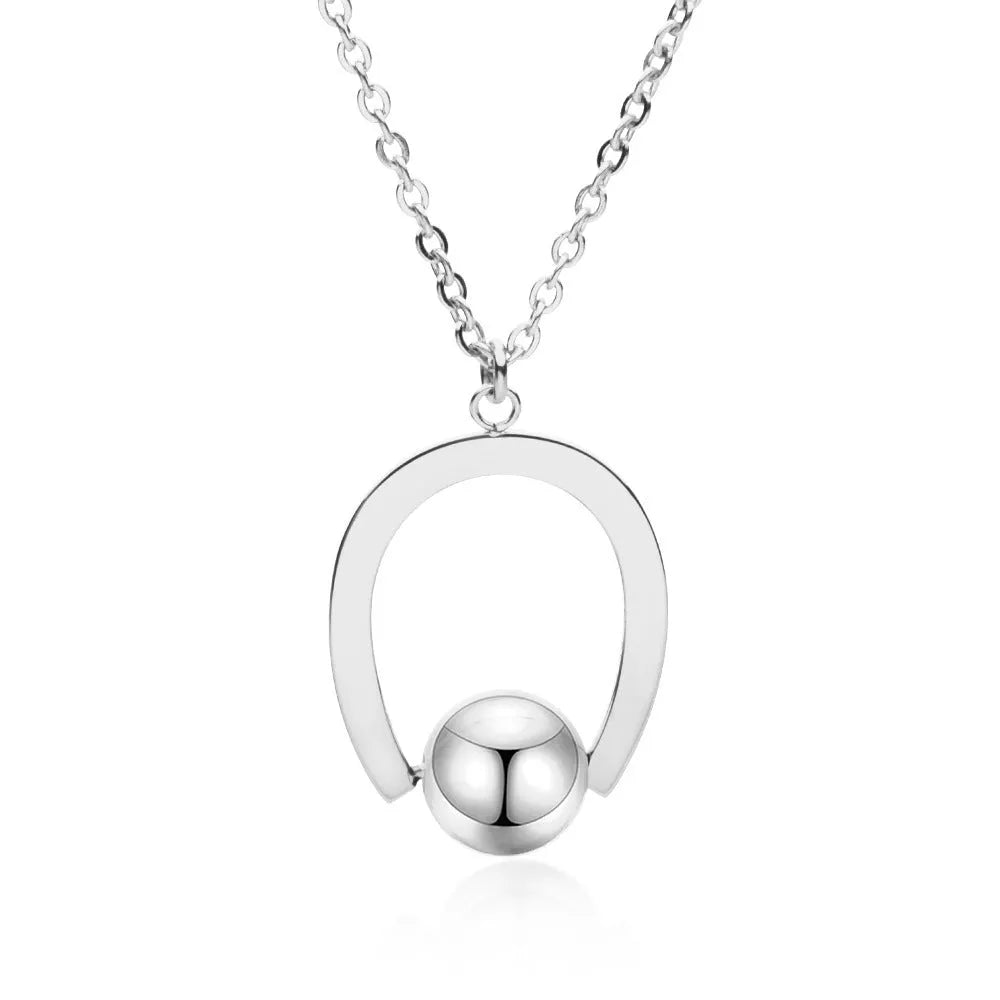 Stainless steel bead chain necklace with geometric cross pendant in gold or silver electroplated finish