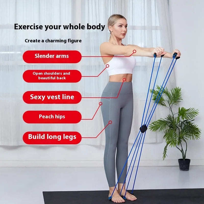 Blue eight character puller fitness equipment for shoulder training with TPR construction