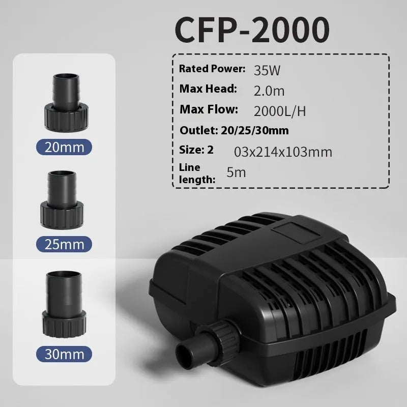 CFP series horizontal plastic fish pond filter pump for large flow garden pond and aquaculture systems.