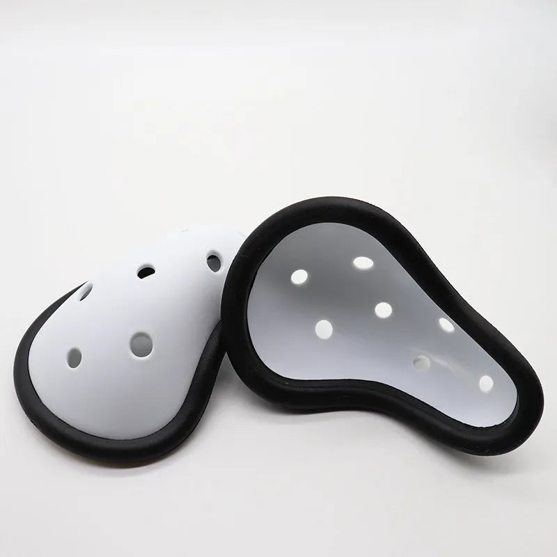 Rubber sports groin protector for adult and children, used for boxing, martial arts, rugby, and hockey.