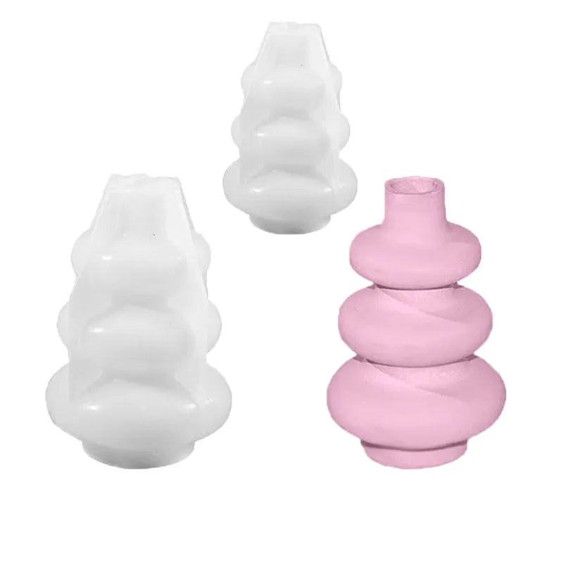 Three layer circular vase silicone mould for resin crafts and baking in large and small sizes