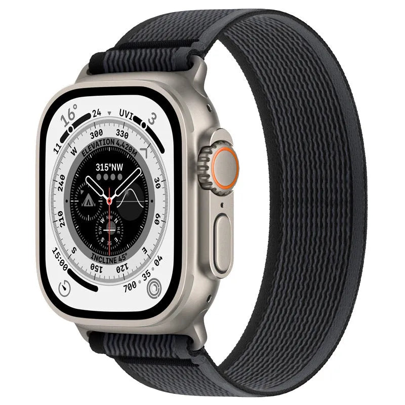 Nylon Apple Watch replacement strap with single ring buckle in multiple colour options