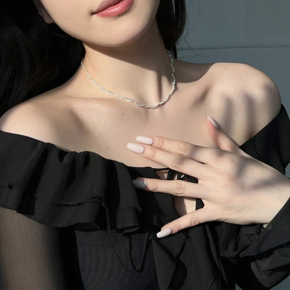 925 sterling silver geometric necklace for women with electroplated silver finish