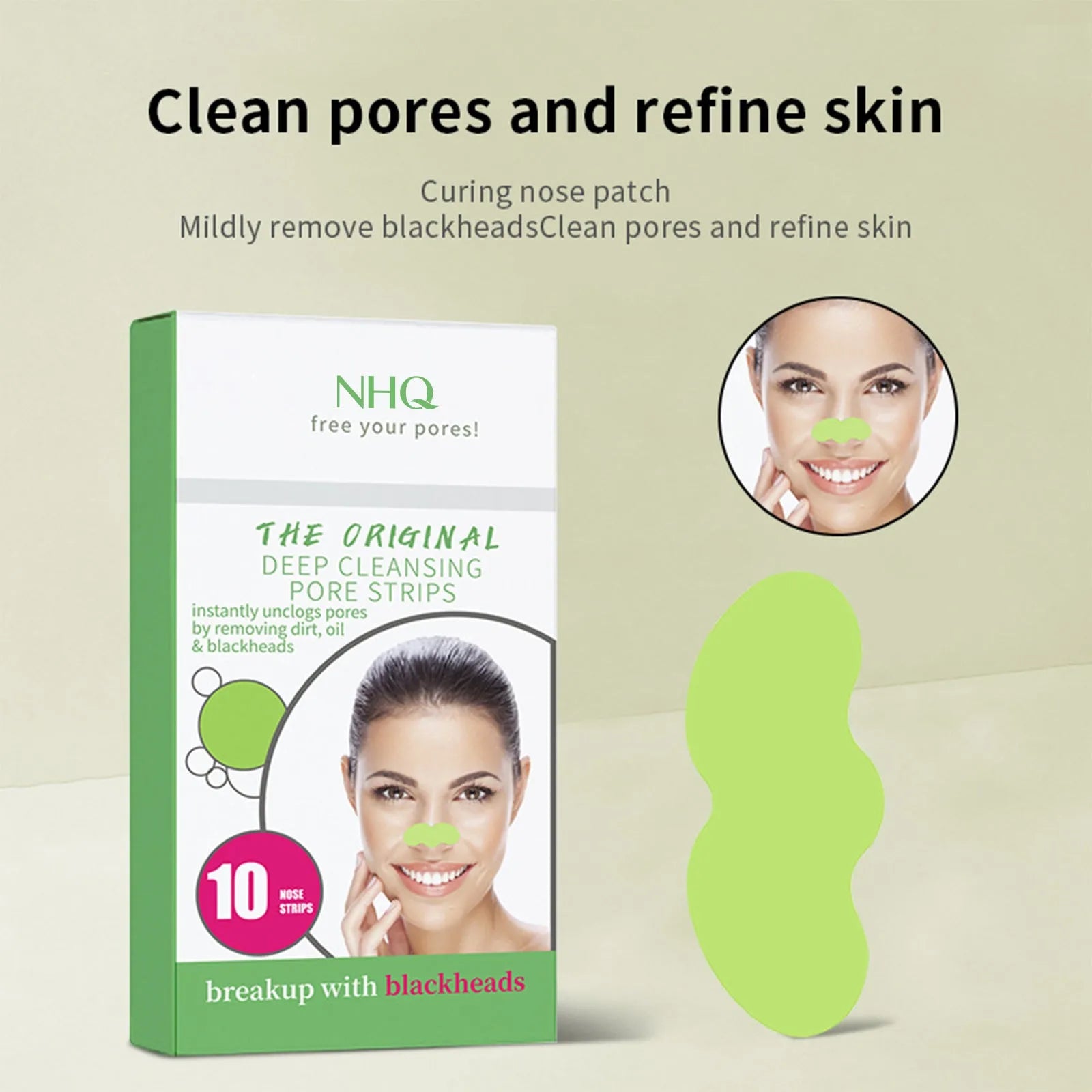 70g pore acne cleanser nose strips in Black and Green for unisex T-zone care
