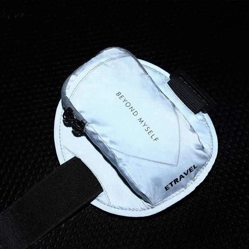 Reflective running arm bag for mobile phones with 7 inch capacity