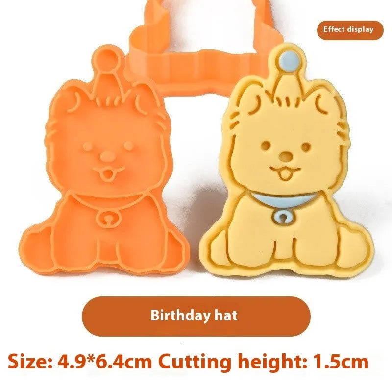 Cartoon biscuit mould for creating three dimensional pet puppy shaped biscuits and soft sweets