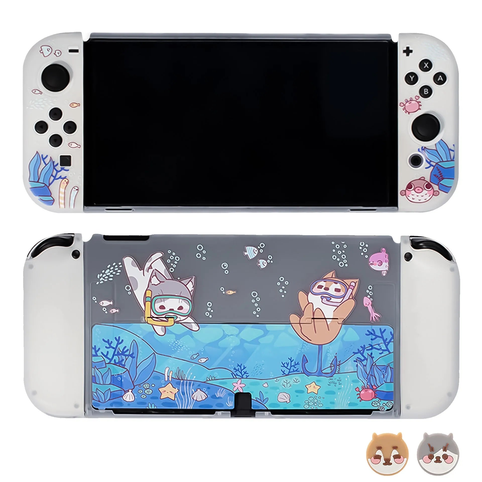Pawdiary seabed exploration themed protective case for Nintendo Switch and Switch OLED consoles.