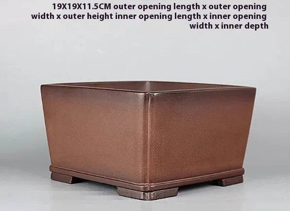 Brown antique purple clay flower pot with classical style and drainage hole