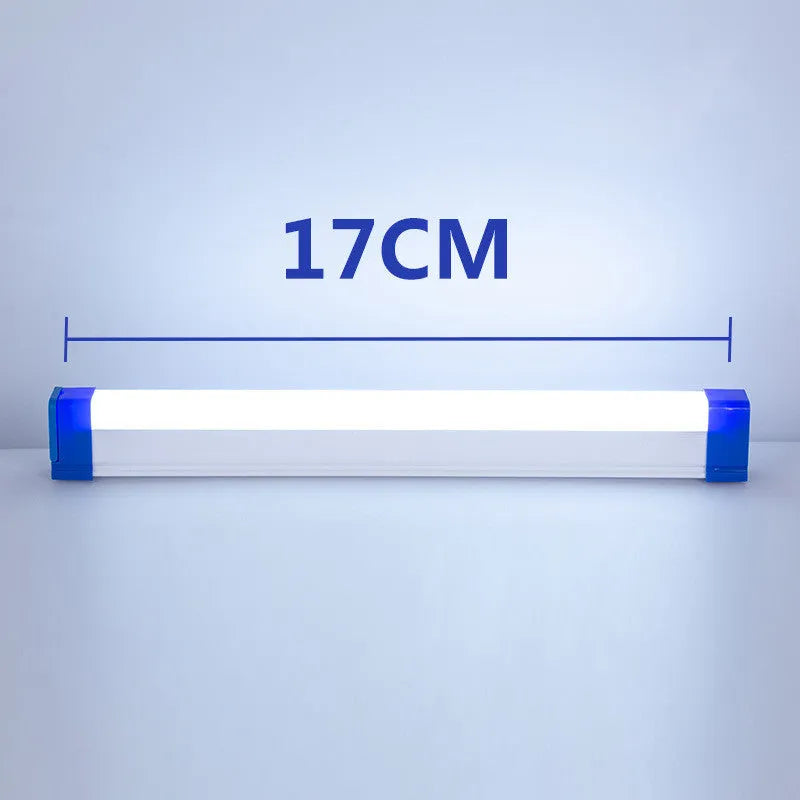 Blue and purple rechargeable LED tube light stick with dimmable RGB settings for photography and room ambience.
