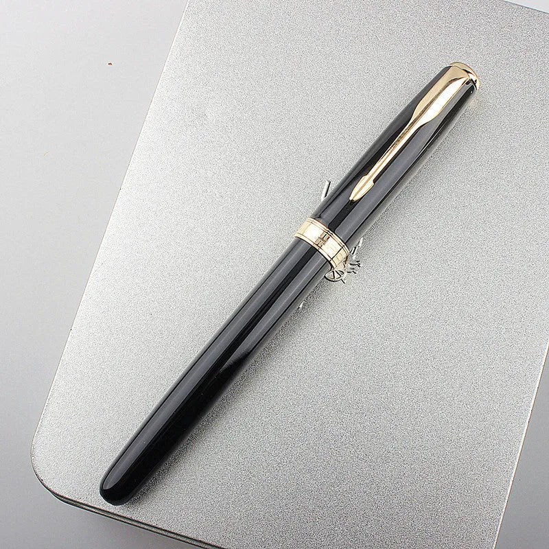 Stainless steel ball pen with 0.5mm tip shown in black gold clip finish