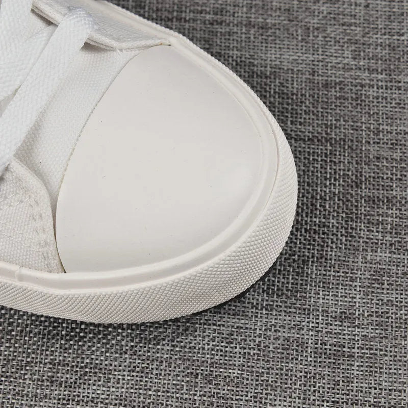 Velcro student canvas shoes in high-top design with canvas upper and vulcanised rubber sole
