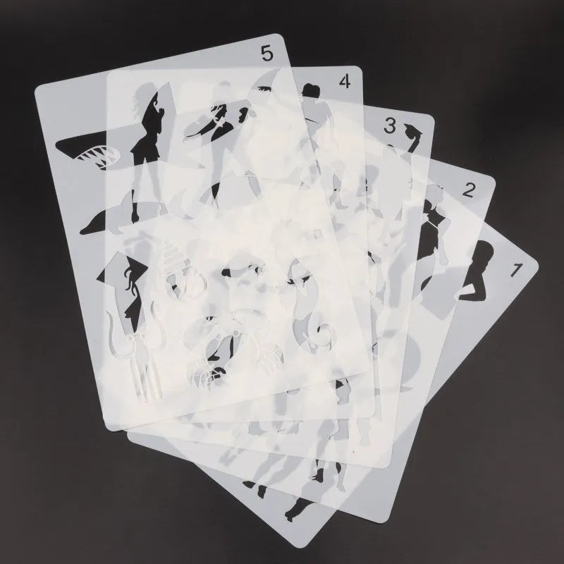 White packaged children's stencil drawing kit with plastic templates, paper, and markers