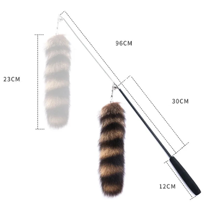 Black 42cm cat wand teaser with elastic string and interactive catcher attachment