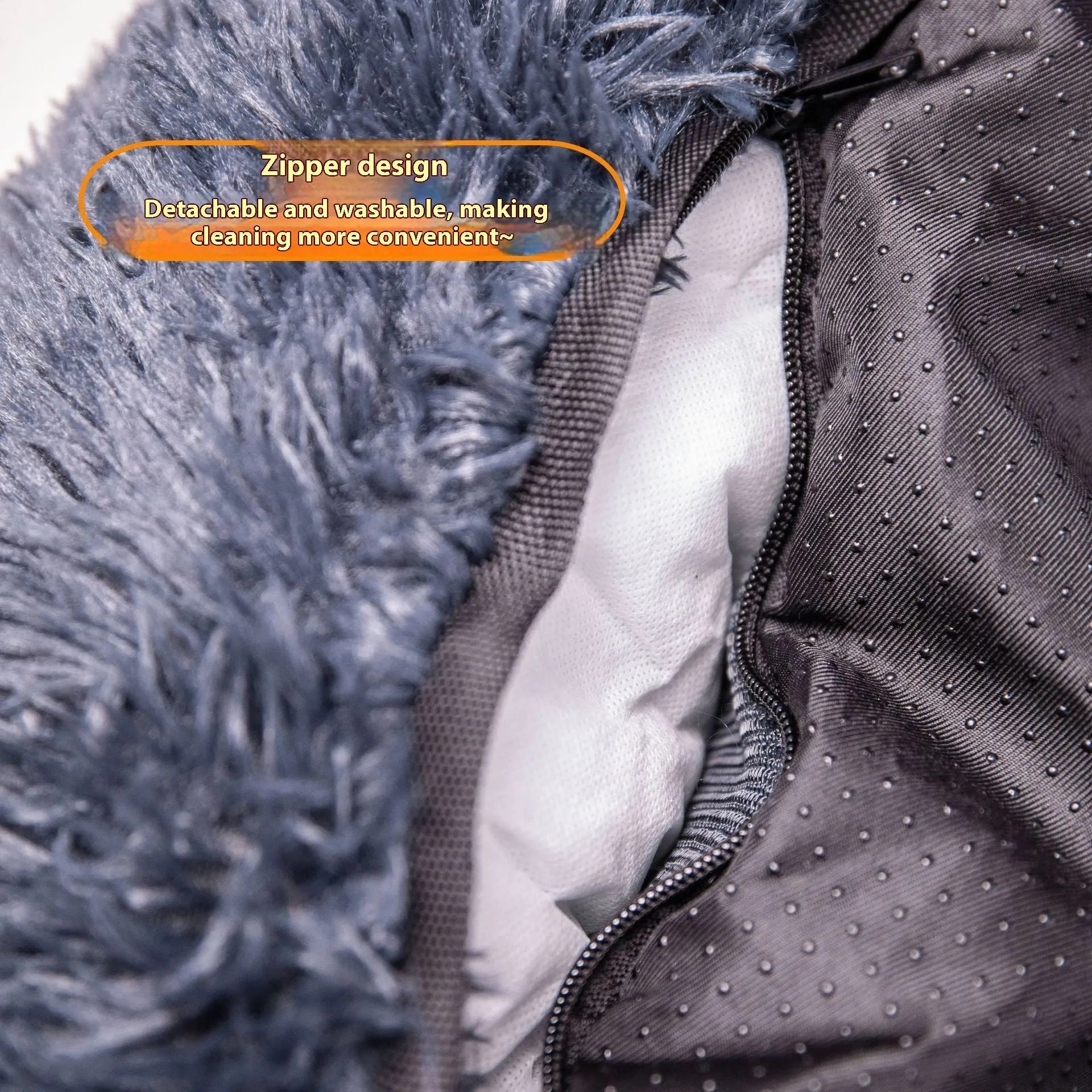 Vehicle-mounted thickened thermal pet mat on car seat showing raised sides and cloth material