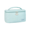 Open-top PU leather makeup bag in a choice of six solid colours including pink, coffee, and light blue.