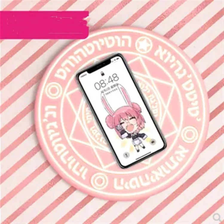 Square wireless phone charger with glowing magic array pattern measuring 25cm with thin 1.5cm profile