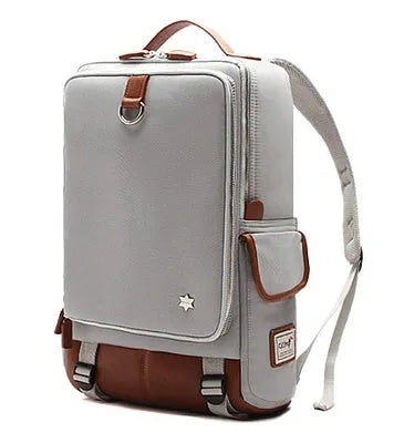 Men's modern Korean Oxford cloth backpack in army green colour, showing large capacity design.