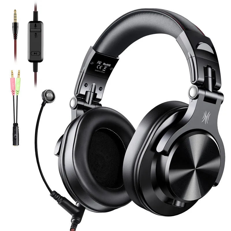 OneOdio wired over-ear headphones with 40mm drivers, shown in black and red colour options.