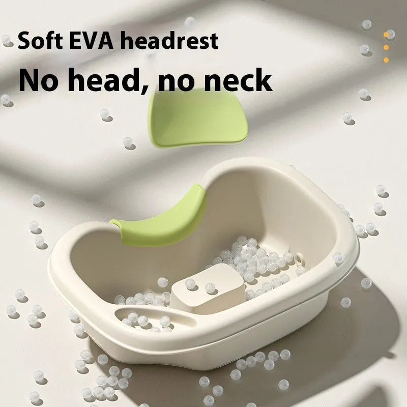 Portable plastic shampoo basin with neck pillow and water pump for bed hair washing