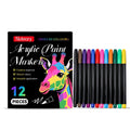 Set of 12 acrylic paint markers with fine tips for art and crafts