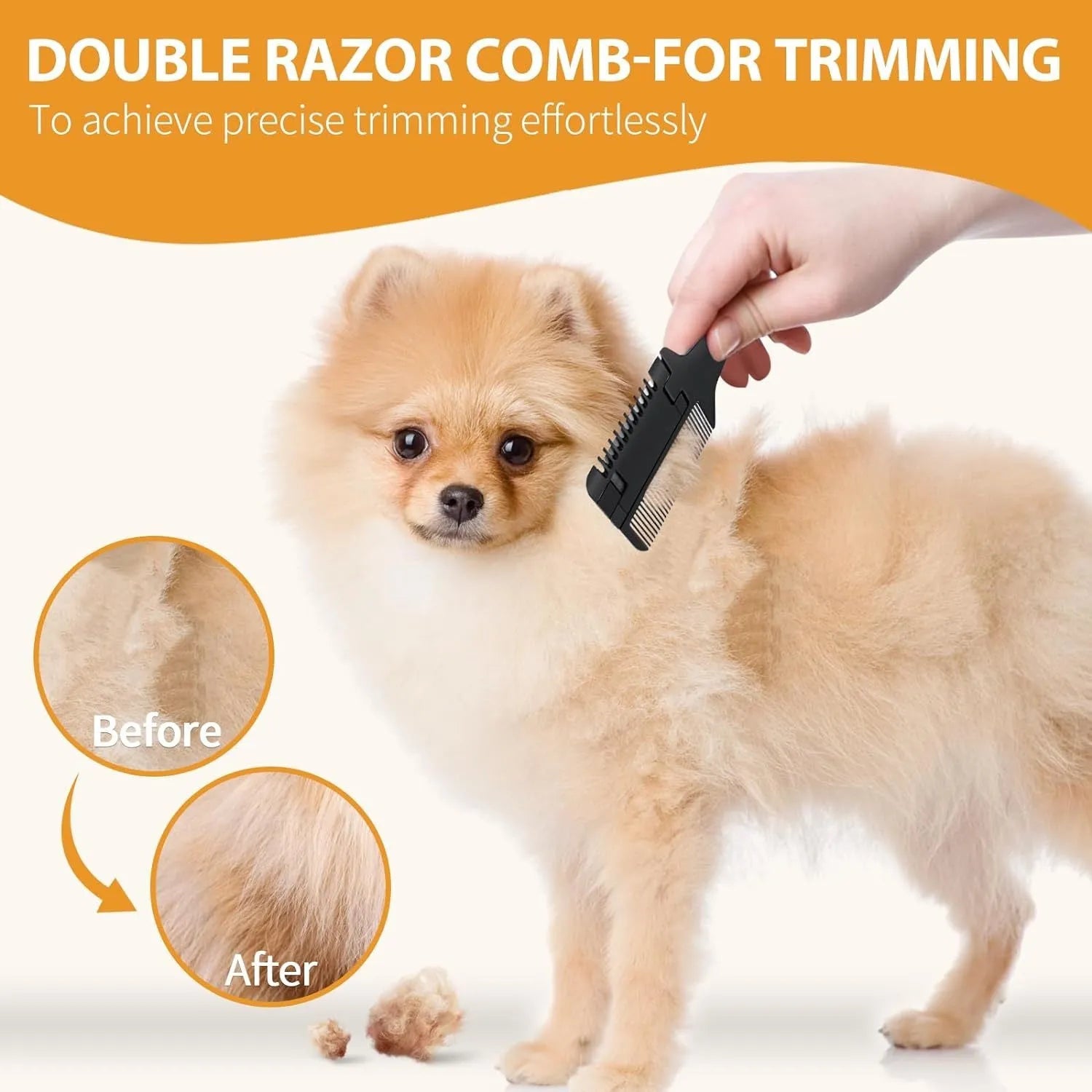 Pet grooming razor comb with comb teeth and adjustable blade for dog and cat hair trimming