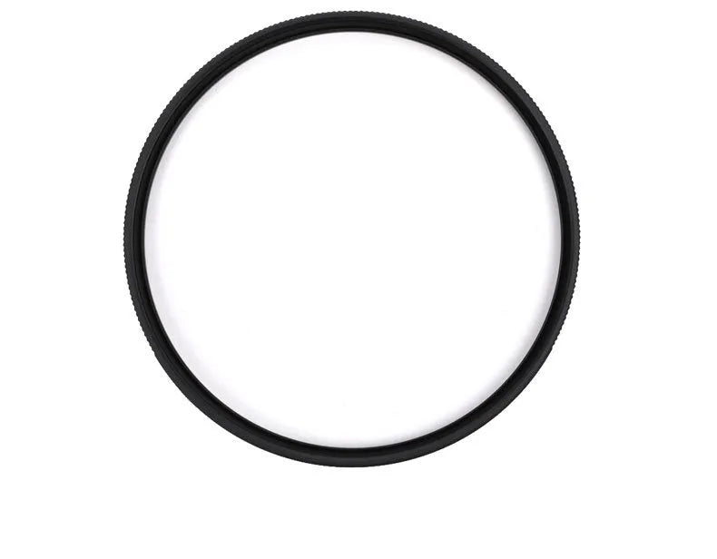 Black circular camera filter protector lens cap for multiple bayonet sizes on a camera lens.
