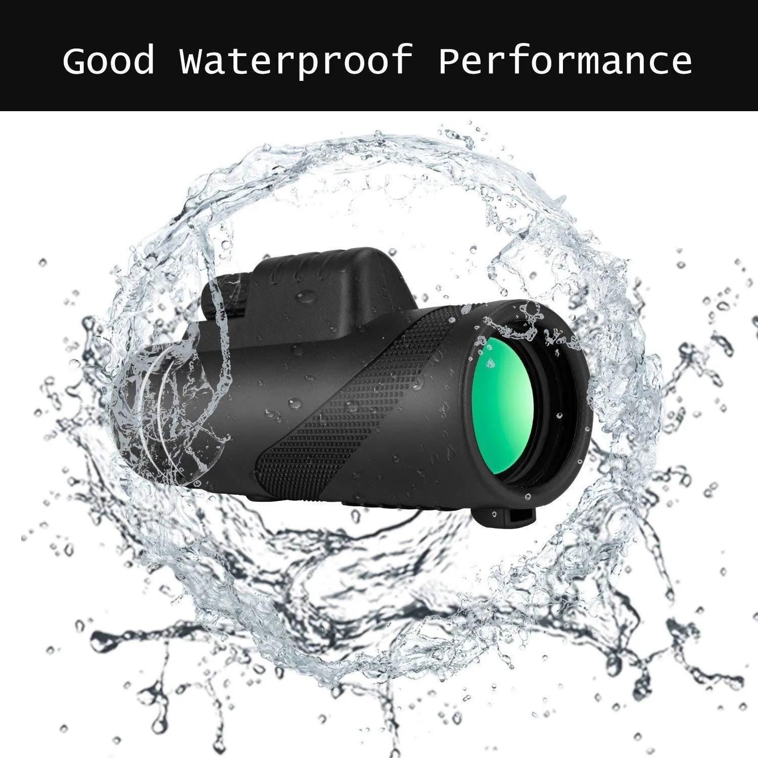 Black 40x60 cellphone telescope monocular with waterproof design and FMC coated optics