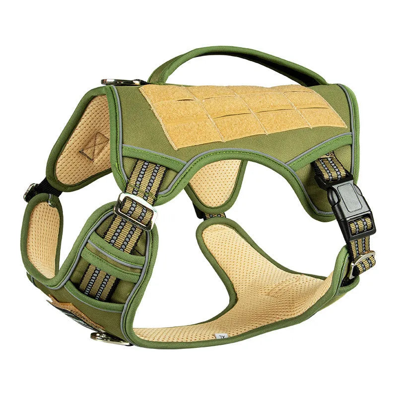 Tactical dog chest strap harness in Oxford cloth, shown in camouflage colour.