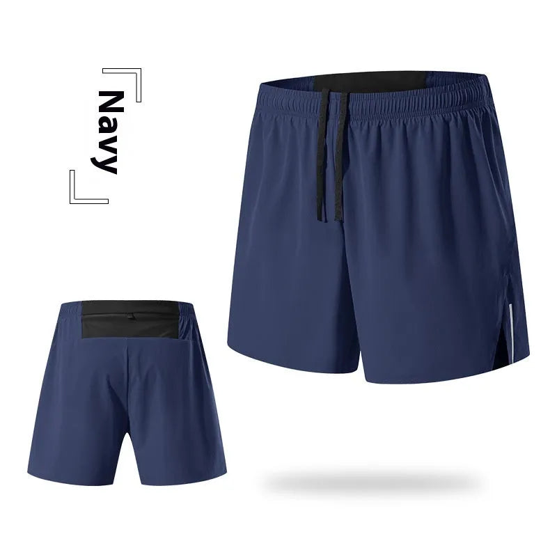 Men's red off-road running shorts with high-waist loose fit for trail running