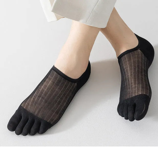 Modal cotton five-finger boat socks in white, khaki, light gray, dark gray and black colour options