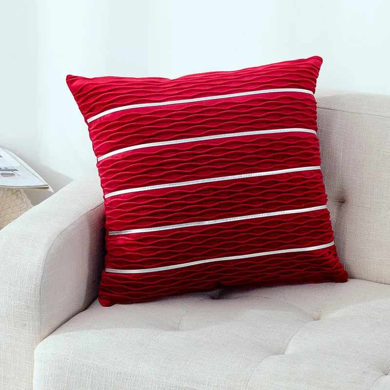 Striped velvet cushion cover in multiple colours measuring 45x45cm