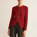 Red yuan collar cardigan sweater in Japanese Korean casual style with loose fit